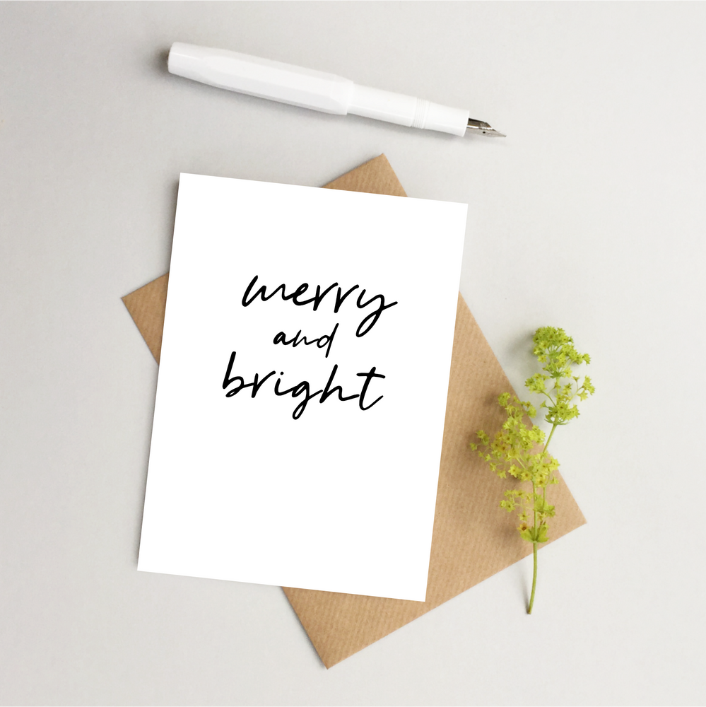 Merry & bright Christmas card or pack