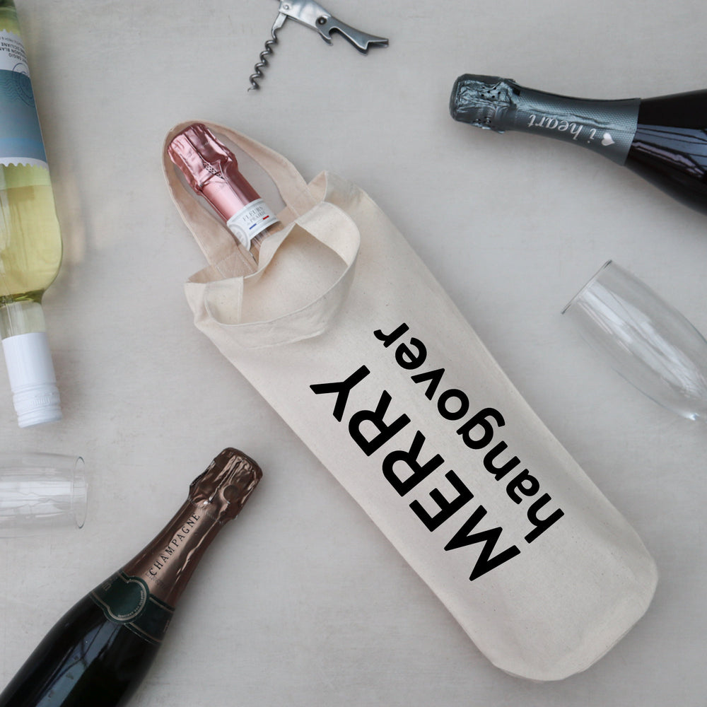 Merry hangover fun Christmas bottle gift bag