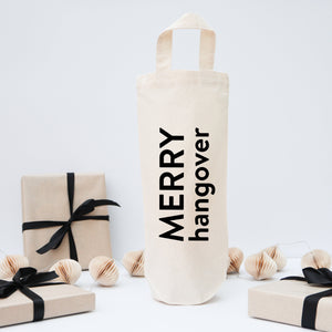 Merry hangover fun Christmas bottle gift bag