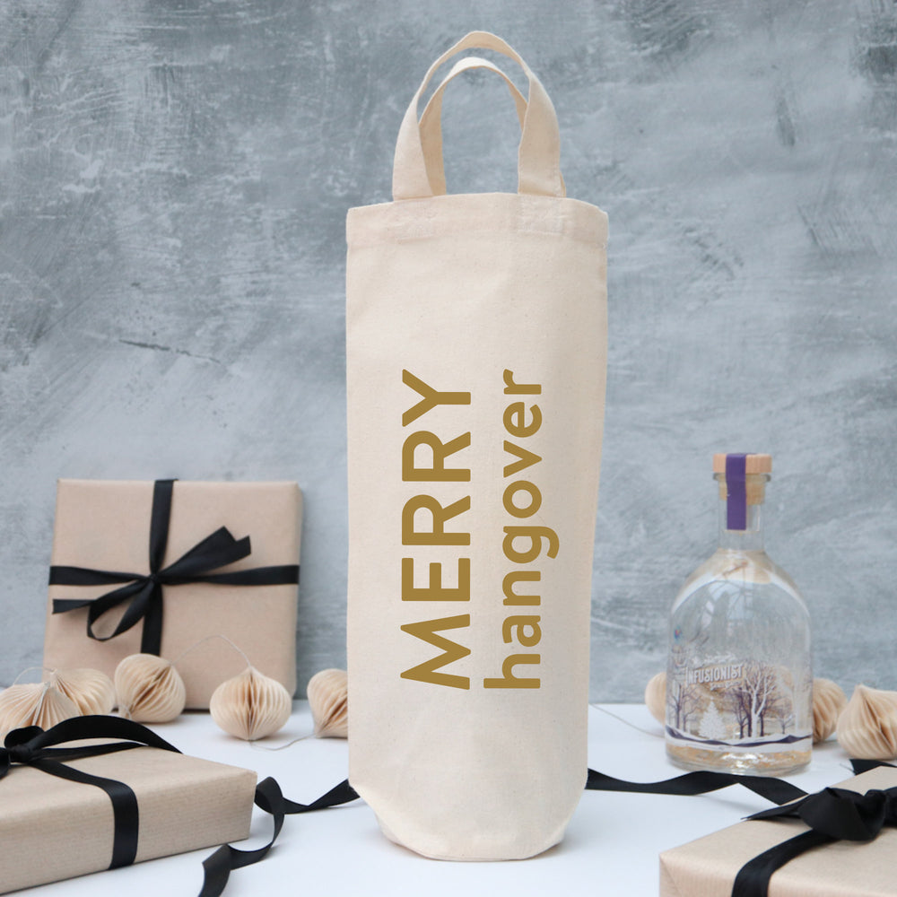 Merry hangover fun Christmas bottle gift bag