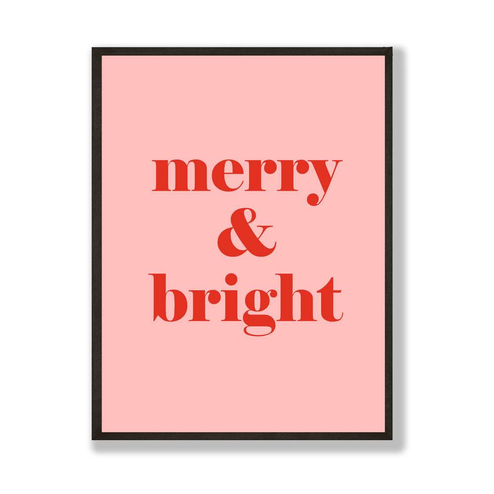 Merry and bright pink & red Christmas print