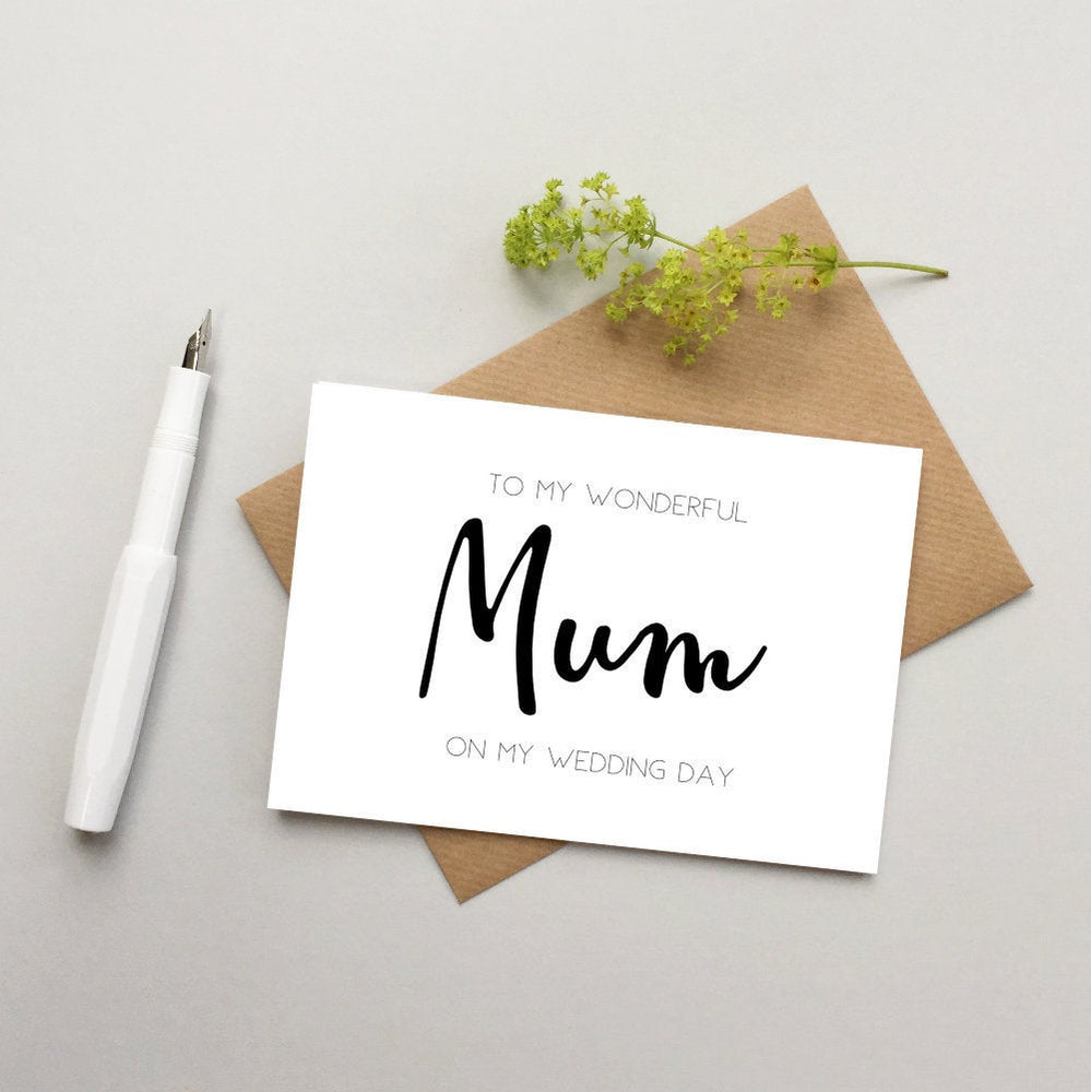 Mum wedding card - Mom wedding card - Wedding day card for Mum - Wedding party cards - card for Mum - Wonderful Mom card - Thanks Mum card