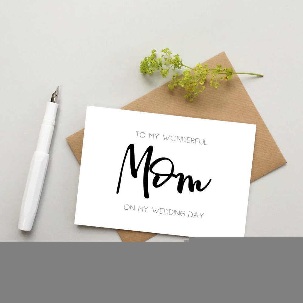 Mum wedding card - Mom wedding card - Wedding day card for Mum - Wedding party cards - card for Mum - Wonderful Mom card - Thanks Mum card