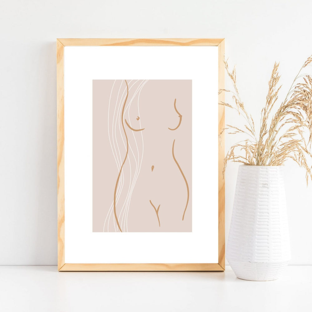 Naked figure art print - Line drawing naked lady print - boho line art naked print - Scandi boho art print - bedroom art print- bathroom
