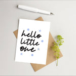 New Baby boy card - baby boy card - hello little one card - Cute new baby card - Card for new baby boy - cute baby boy card