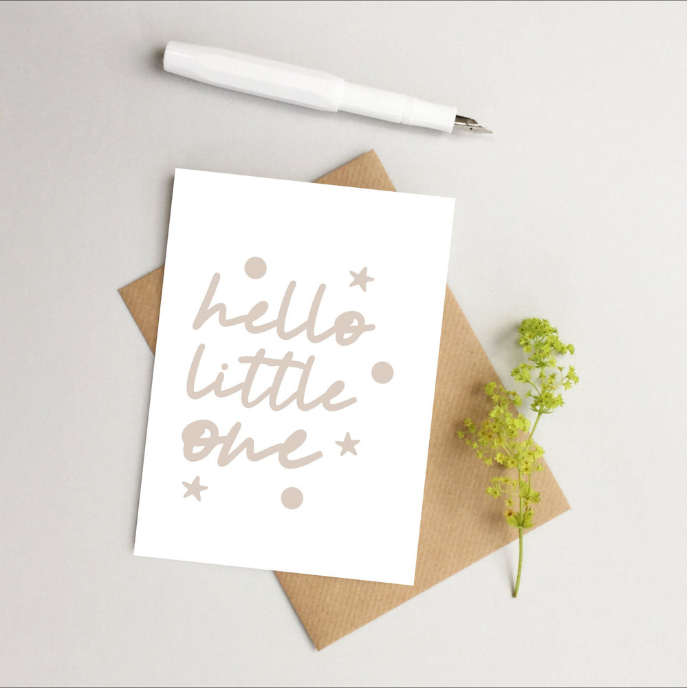 New baby card - hello little one card - card for new baby - neutral baby card - gender neutral baby card - neutral baby decor