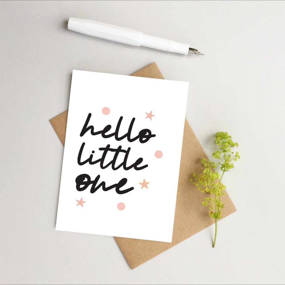 New Baby girl card - baby girl card - hello little one card - Cute new baby card - Card for new baby girl - Cute baby girl card