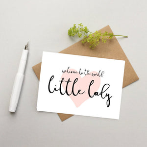 New Baby girl card - Girl baby card - Little lady new baby card - Cute new baby card - Card for new baby girl