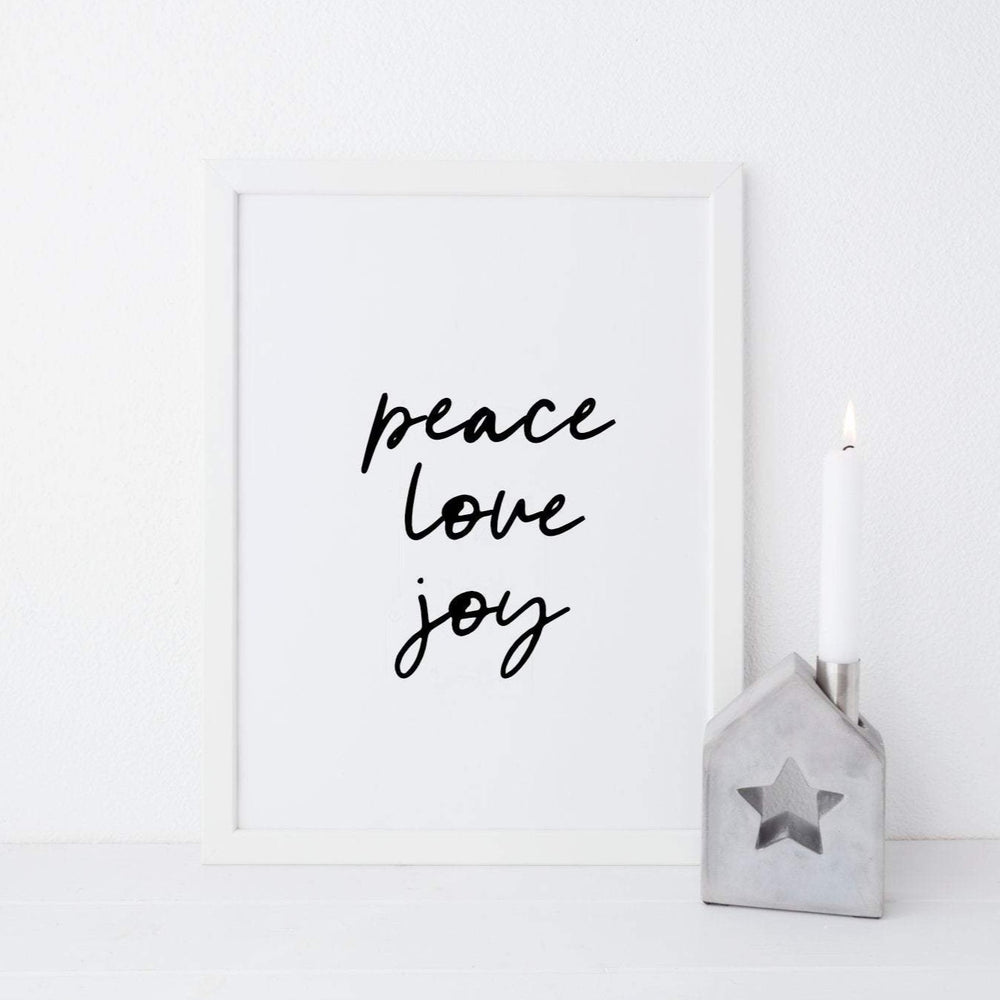 Peace love joy Christmas print - Holiday decor - Christmas decor - Scandi Nordic Christmas decor print - Modern stylish Christmas decor