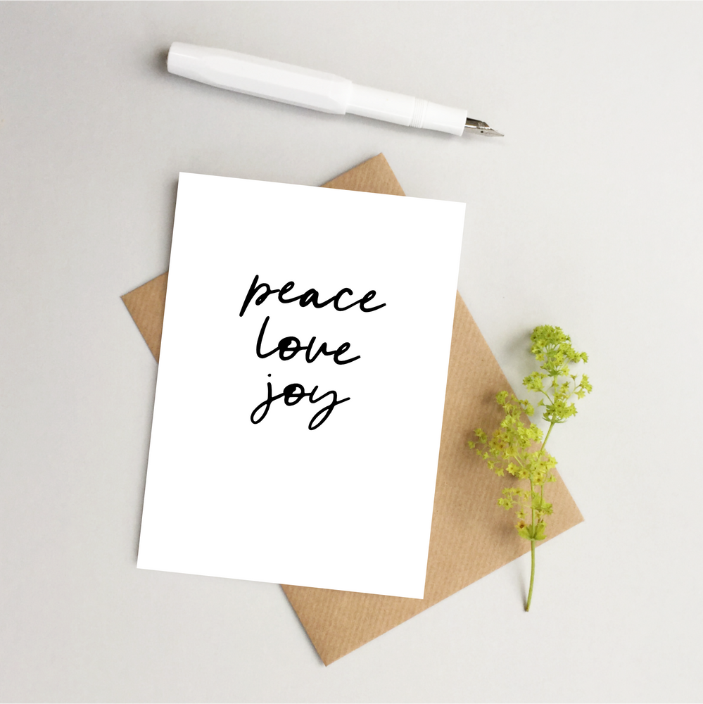 Peace love joy Christmas card or pack