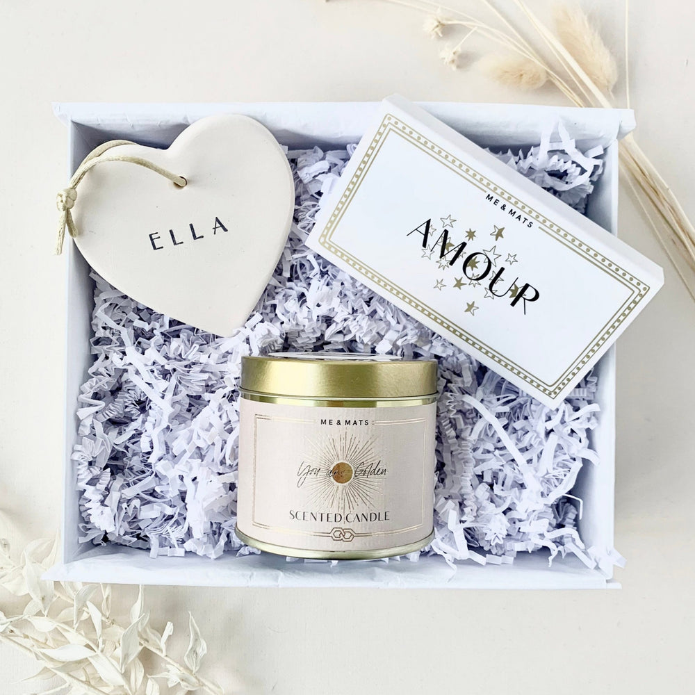 Personalised Valentine&#39;s day gift - Thank you bridesmaid gift box - Birthday Gift for her - Best Friend Gift Box - Candle & matches gift set