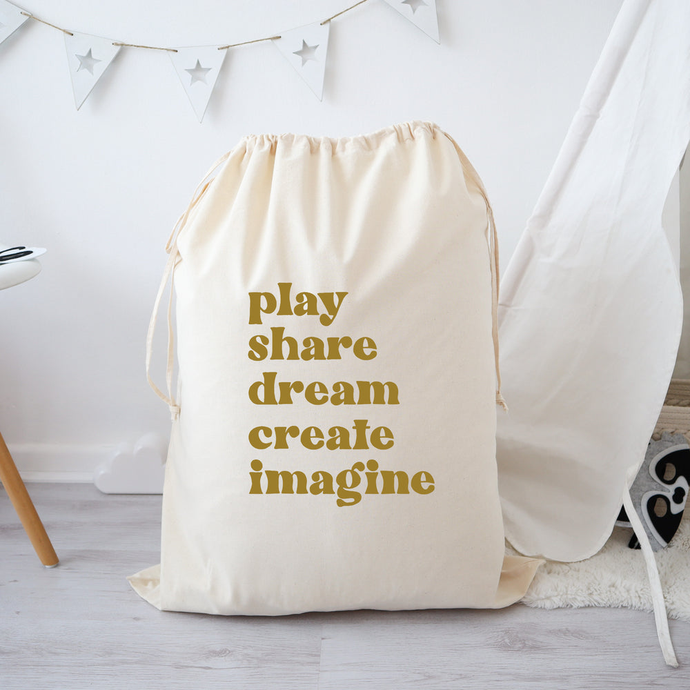 Stylish toy storage bag for kids playroom or bedroom