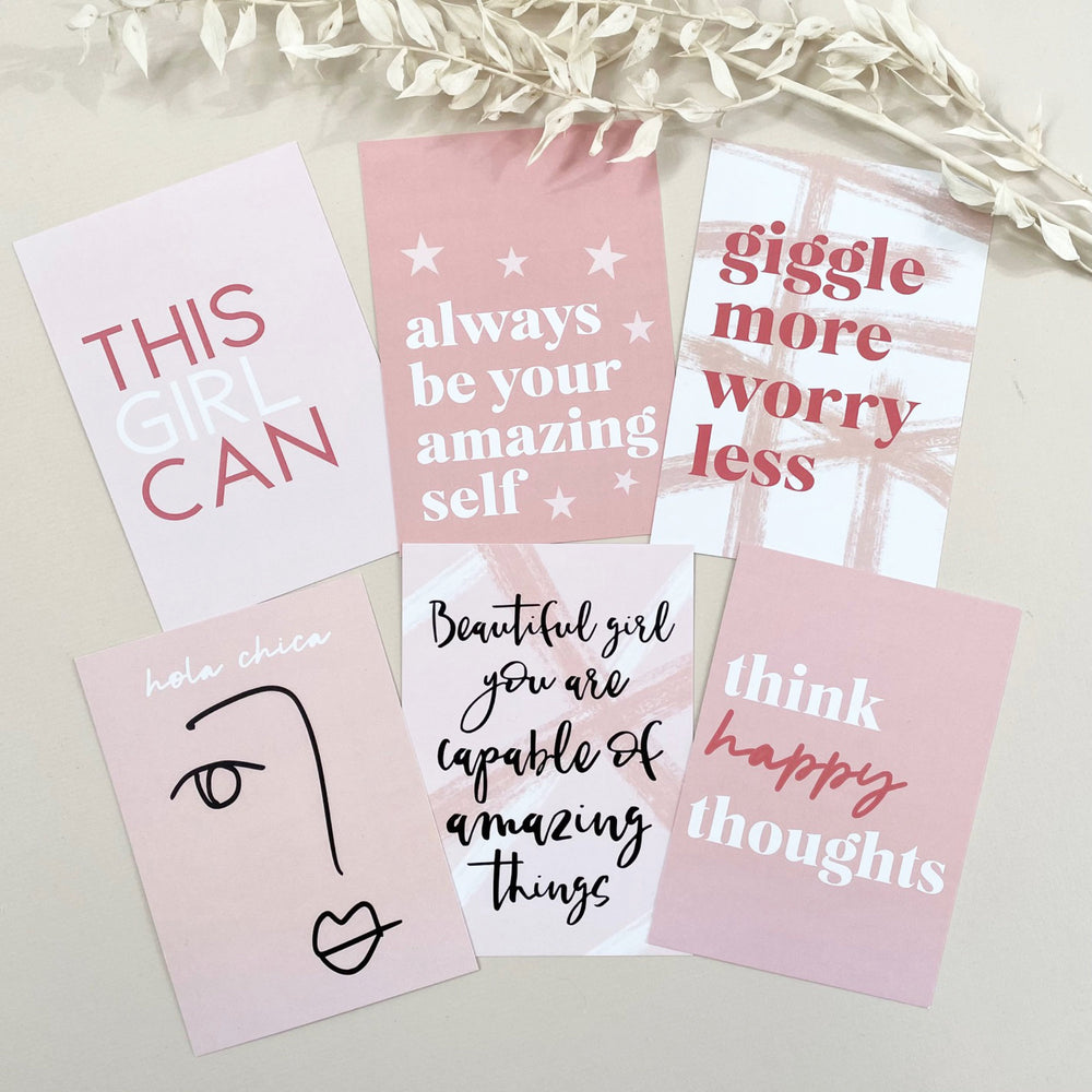 Positive Postcards - Positivity quote postcards - Self love girls Post Cards - A6 Prints - Motivational Quotes - girl boss girl power prints