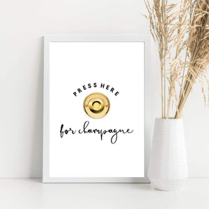 Press here for champagne print - Champagne print  - Fun kitchen bar print - Gift for champagne lover - Drinks trolley print - Kitchen decor