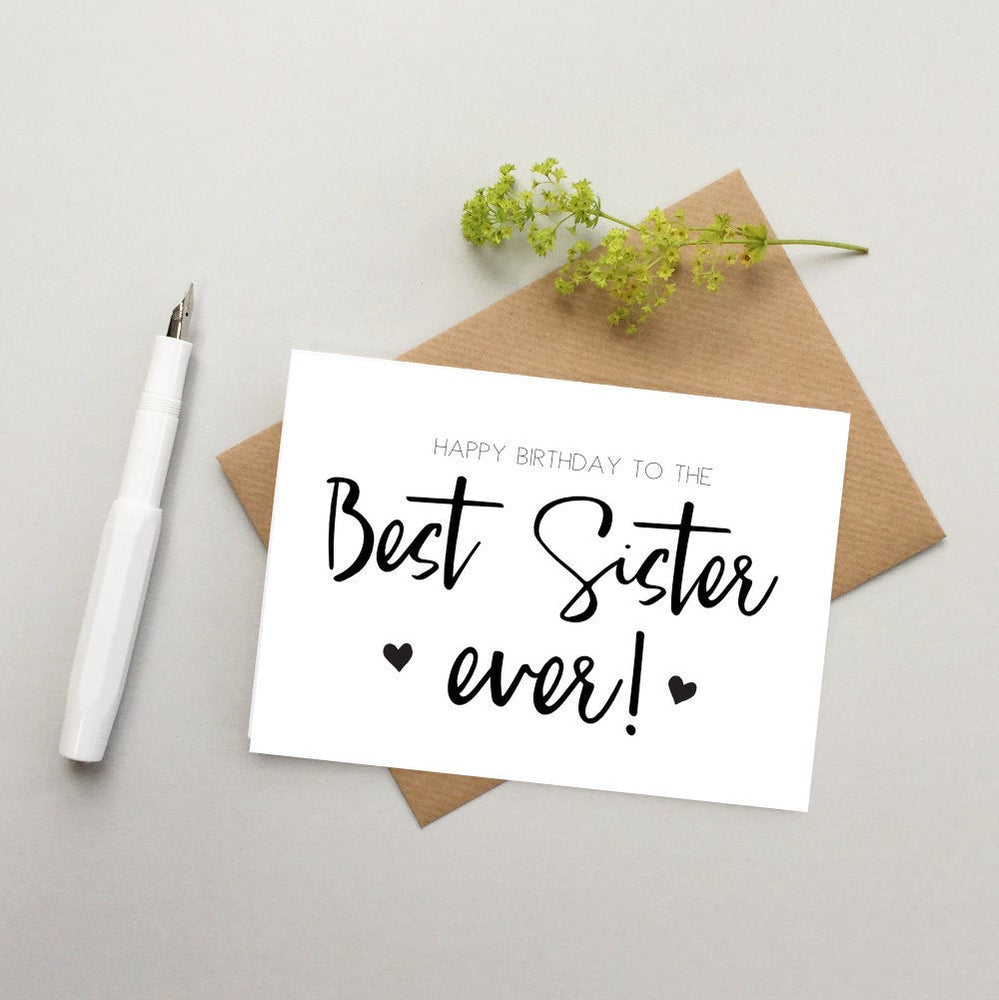 Sister Birthday card - Best Sister Card - Card for Sister - Birthday card for Sister - Best Sister ever - Sister Birthday card