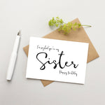 Sister Birthday card - Sister card - card for sister - Happy Birthday sister - so glad you&#39;re my sister card