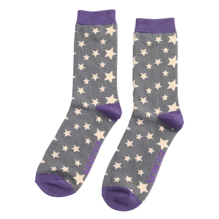 Mens grey star bamboo socks