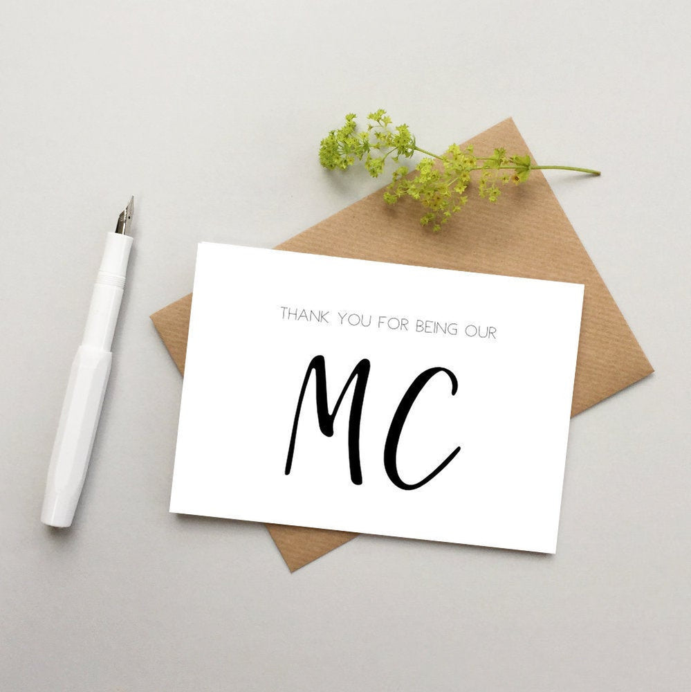 Thank you MC wedding card - Thank you for being our MC card - Thank you master of ceremonies  - card for MC
