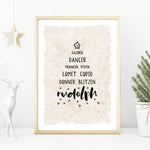 Fun reindeer names Christmas print