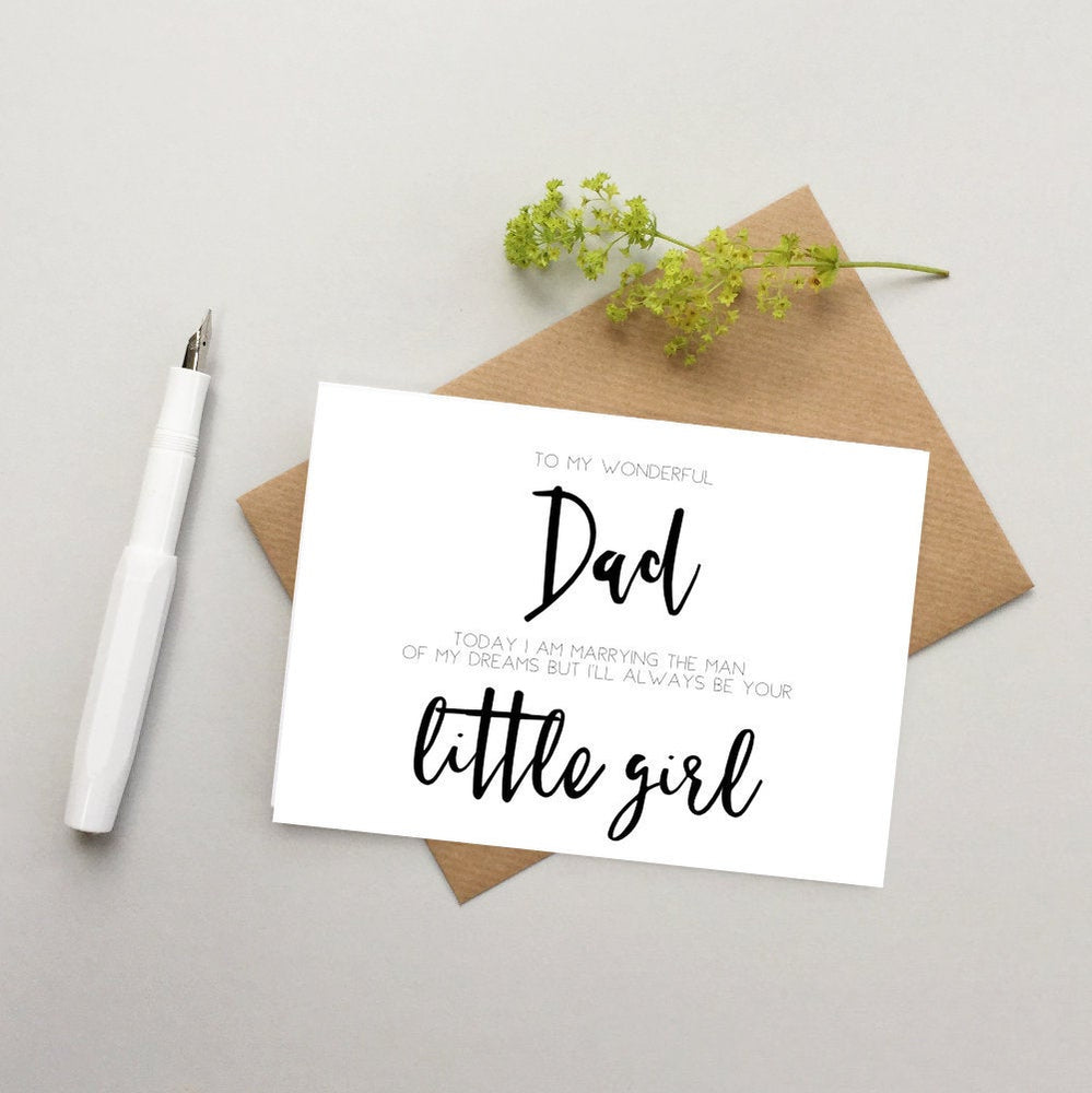 Wedding card for Dad - To Dad from your little girl card - Wedding day card for Dad - Wedding party cards - Wonderful Dad card