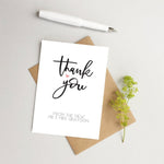 Wedding Thank you card - Personalised wedding thank you card - Custom Wedding thank you card - Thank you for wedding gift card