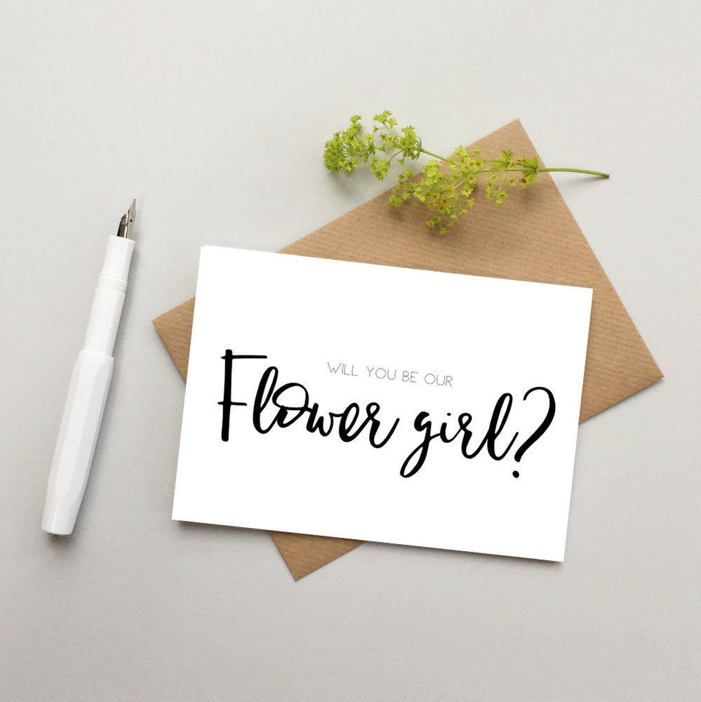 Will you be my flower girl card - Flower girl card - Wedding party cards - card for be my flower girl - Cute flower girl card
