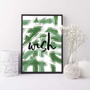 Wish green print - greenery Inspirational print - wish art print - workplace art - living room decor - colour of the year - spring art print